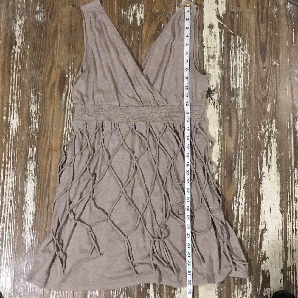HEM & THREAD tan tank tee shirt dress macrame sz 8 - Picture 7 of 8